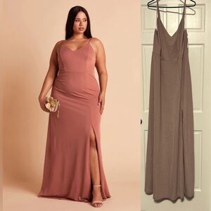 NWT Birdy Grey Jay 3X dark mauve pink crepe bridesmaid dress v neck plus prom